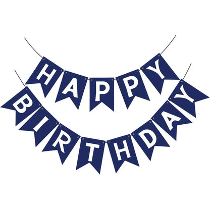 Navy Blue Happy Birthday Banner - Blue Sign