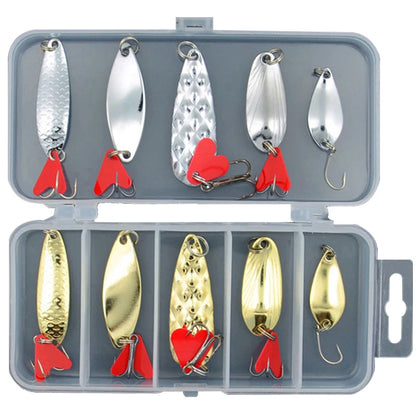 10PCS/Set Gold And Sliver Metal Jig Spoon Spinner Fishing
