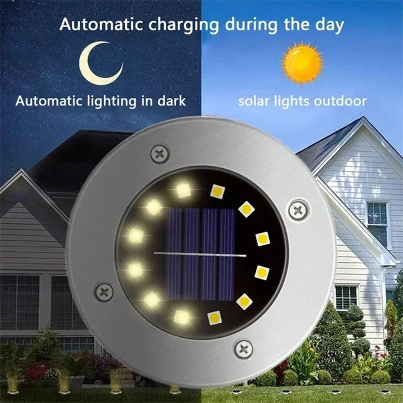 1/4/8Pcs Solar Lights Outdoor 8/20LEDs Disk Underground