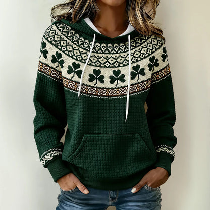 st patricks day women hoodie green clover