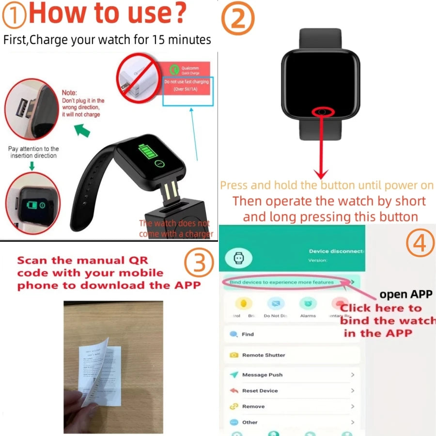 Multifunctional Smart Watch Men Women Bluetooth Connected