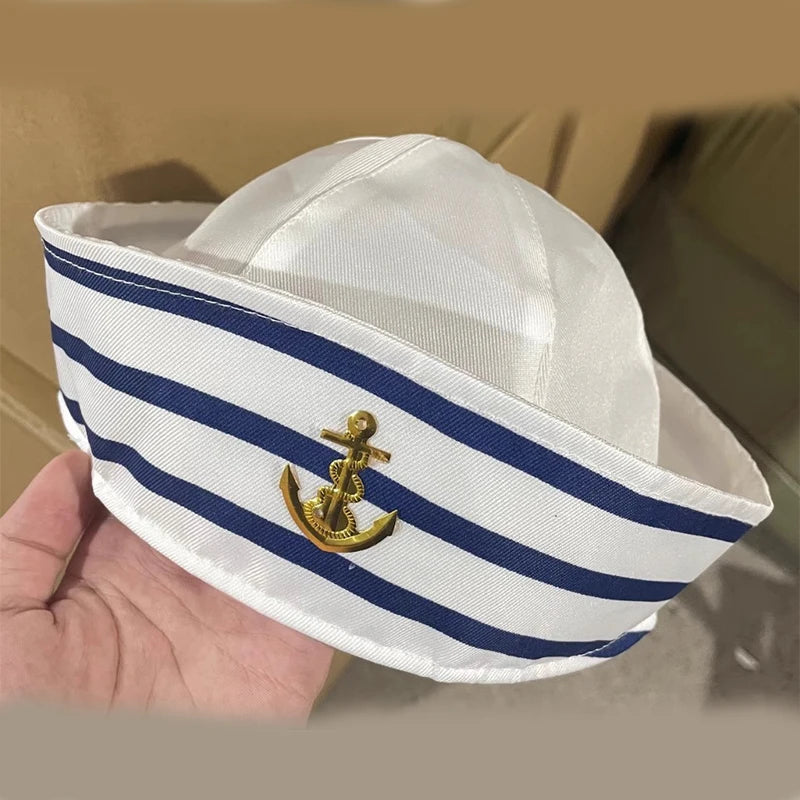 Adult Yacht Sailor Hat Navy Blue White Captain Cap Sail Cap