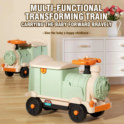 3 in 1 Sliding Train Toy Ride On Car for Toddlers Pretend Play