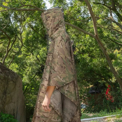 Man Military Impermeable Zipper Camo Raincoat