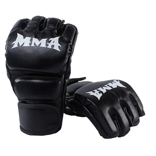 1 Pair Of Pu Boxing Gloves Mma Gloves Half Finger Sandbag