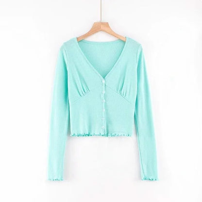Slim Fit Women's Long Cardigan V-Ne Sweater Sexy T-irt