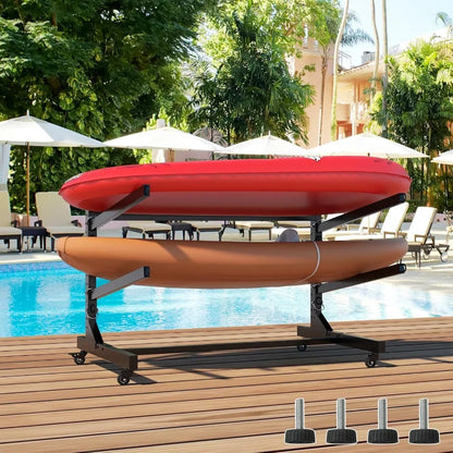 Heavy Duty Kayak Storage Rack with Wheels and Adjustable Feet Garage Outdoor