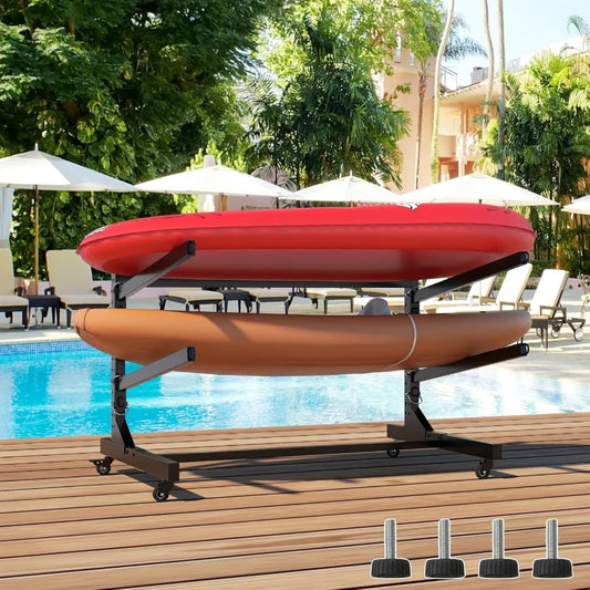 Heavy Duty Kayak Storage Rack with Wheels and Adjustable Feet Garage Outdoor
