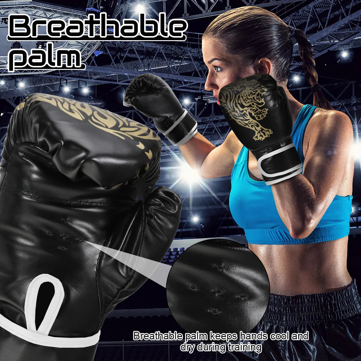 Adults Boxing Gloves Breathable PU Leather Fighting Gloves Kids Boxing