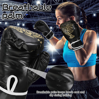 Adults Boxing Gloves Breathable PU Leather Fighting Gloves Kids Boxing