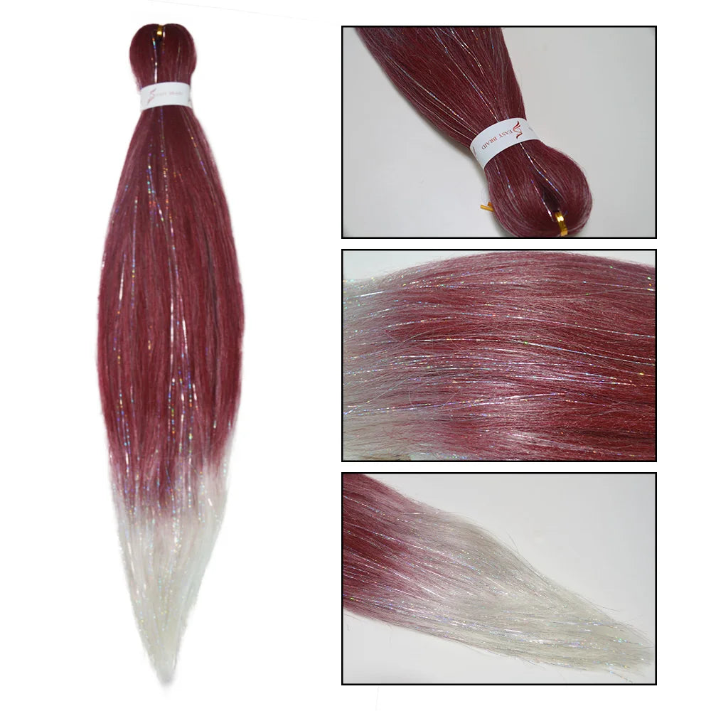 Dard Red White 3 Tones Ombre Straight Braids Blend Hair