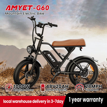 AMYET V9-G60 Adults Electric Bike 1000W Motor Bicycle