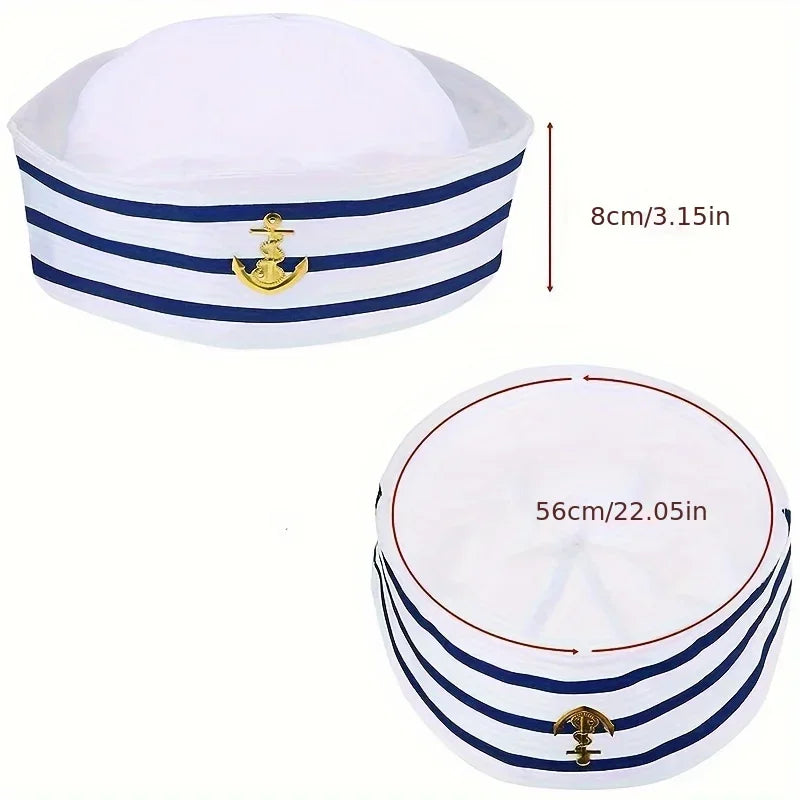 1/3/6 pieces of blue striped sailor hats, white striped sailor