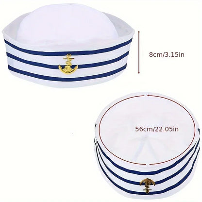 1/3/6 pieces of blue striped sailor hats, white striped sailor