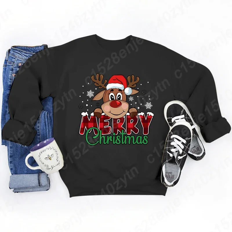Women's Festive Christmas Reindeer & Plaid Graphic