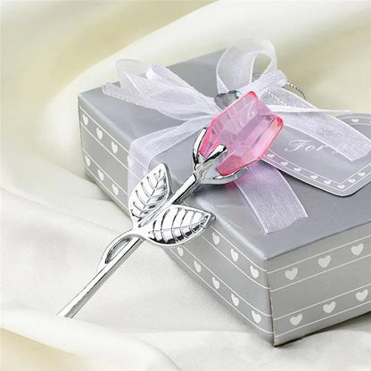6 Colors Crystal Glass Rose Flower Figurines Craft Valentine's