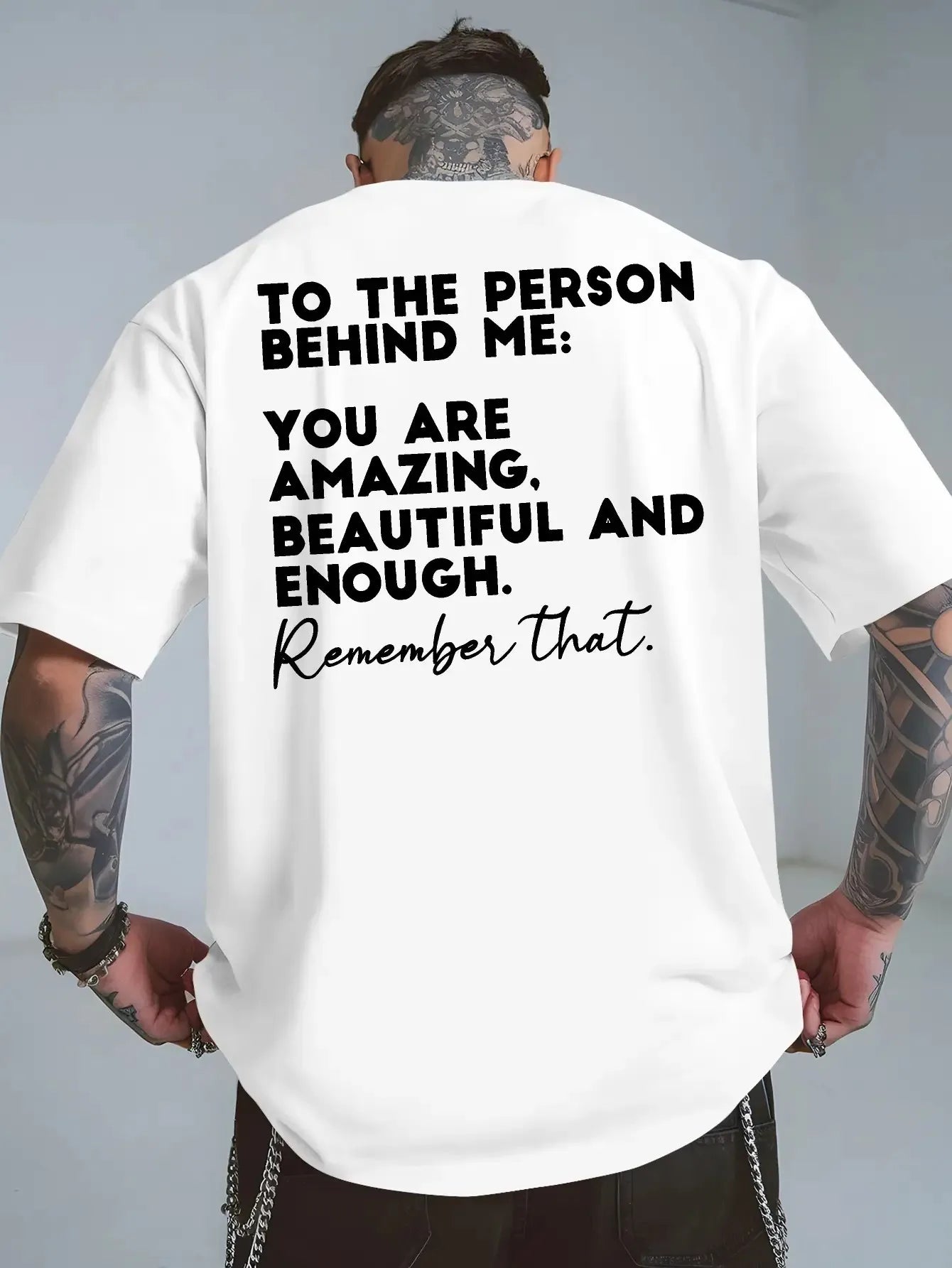 Summer Men's Back Print T-Shirt "The Person Behind Me..."