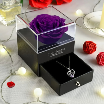 Luxury Soap Rose Gift Box with Purple Rose & "MOM I Love You"