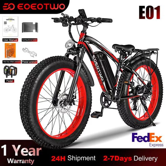 EOEOTWO E01 Electric Bike,26"x4.0 Fat Tire Ebike for Adults,