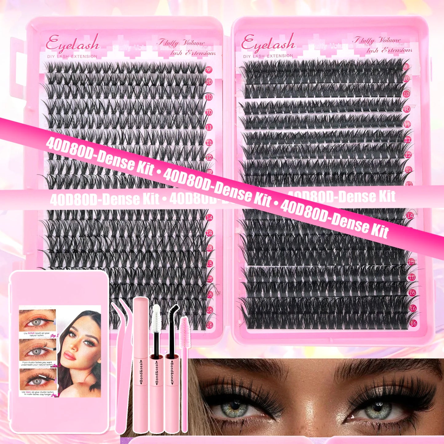 DIY Lash Extension Kit 720pcs Lash Clusters Individual Eyelashes Kit
