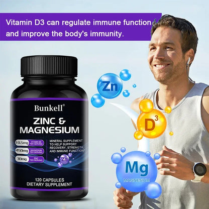 Zinc + Magnesium Supplement, Strong Bones, Teeth,
