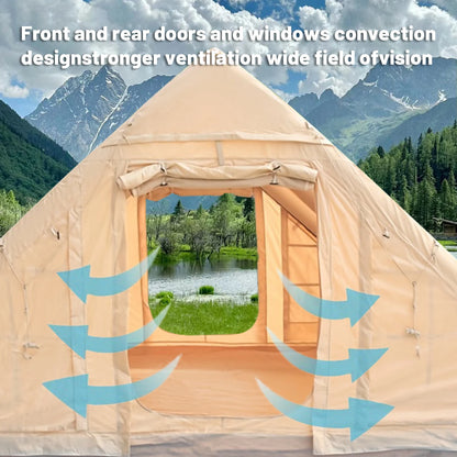 Inflatable camping tent 4-8 people with windows portable