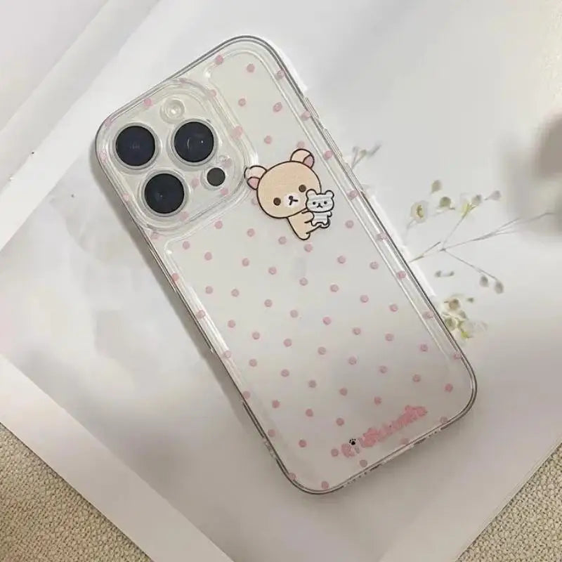 Cartoon Cute Easy Bear Pink Polka Dots Phone Case