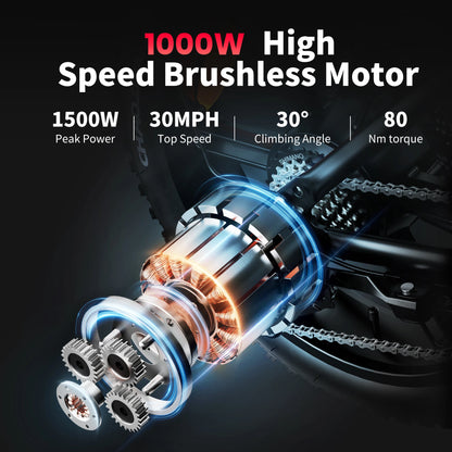 AMYET V9-G60 Adults Electric Bike 1000W Motor Bicycle