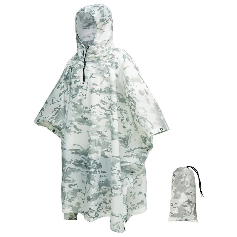 Man Military Impermeable Zipper Camo Raincoat