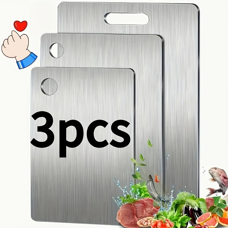 Stainless Steel 3pcs Cutting Boards - BPA-Free Dishwasher