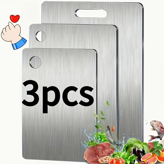 Stainless Steel 3pcs Cutting Boards - BPA-Free Dishwasher