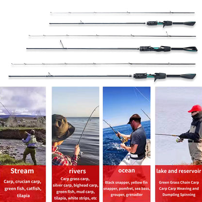 High-Carbon Fiber Ultra-Light and Ultra-Fast Adjustable Lure Rod 1.68m 1.8m 1.98m Solid Carbon Fiber Rod Tip Lightweight, Strong and Durable Quick Response Special-Shaped Handle Piano Paint Finish Korean Sic Ceramic Ring with