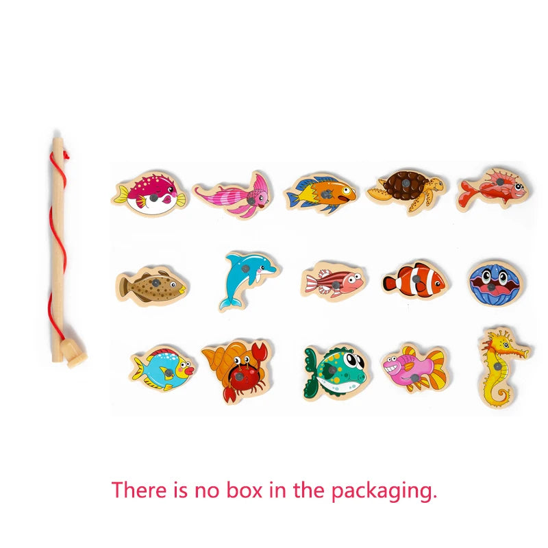 Montessori Wooden Magnetic Fishing Toys - Marine Cognition, Early Edu,