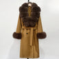 Wool Blends Coat Fashion Long Natural Warm Real Fox Fur Jacket