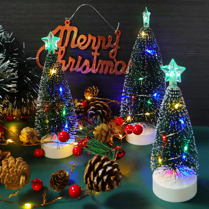 Mini Christmas Trees with LED Light Decor Tabletop Crafting DIY