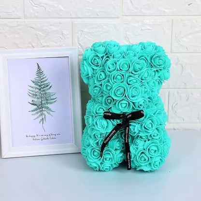 25cm Artificial Teddy Rose Flower Bear with Box Romantic