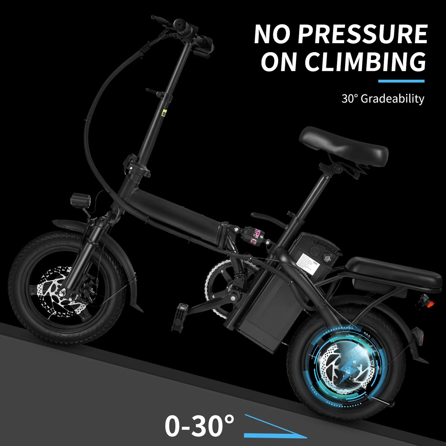 1Year Warranty 500W Dual Disc Brake Adult Foldable Electric Bicycle