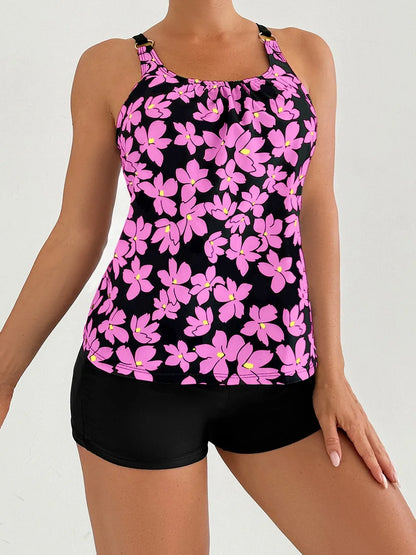 2025 Sexy Strappy Tankini Floral Printed Swimsuit Women