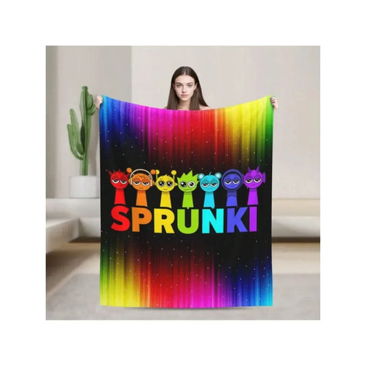 Sprunki Fleece Throw Blanket Colorful Game Theme