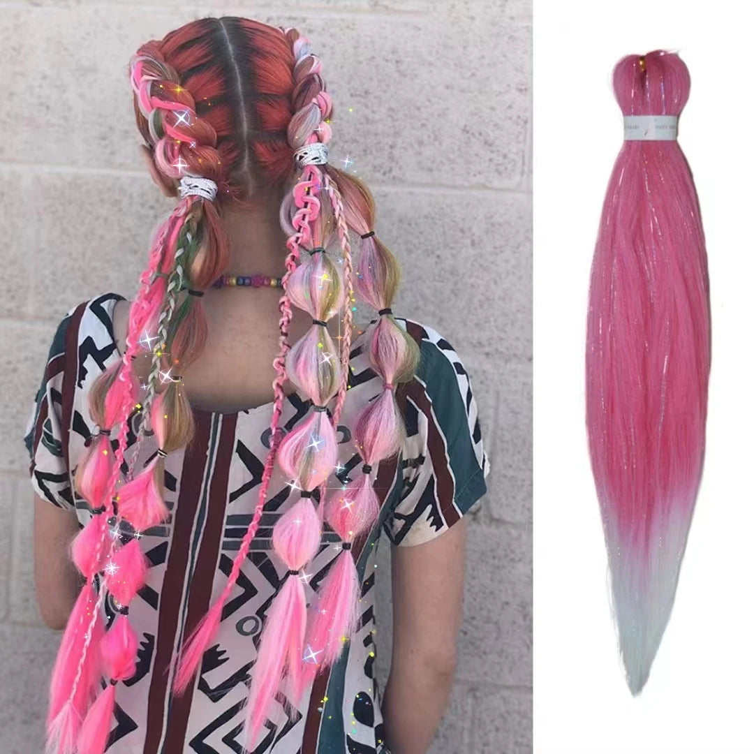 Dard Red White 3 Tones Ombre Straight Braids Blend Hair