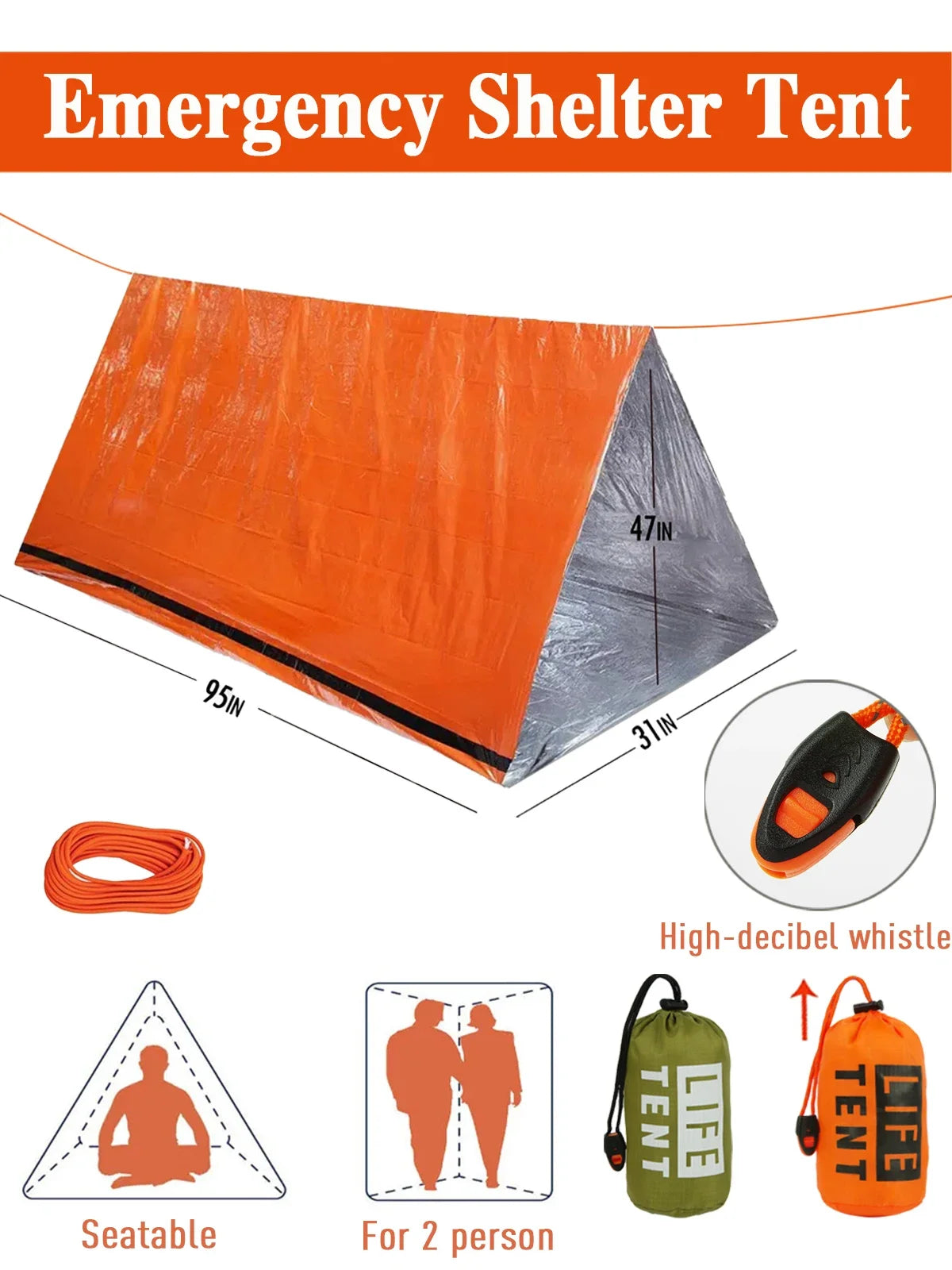 2 Person Emergency Tent Casa De Waterproof Camping Travel
