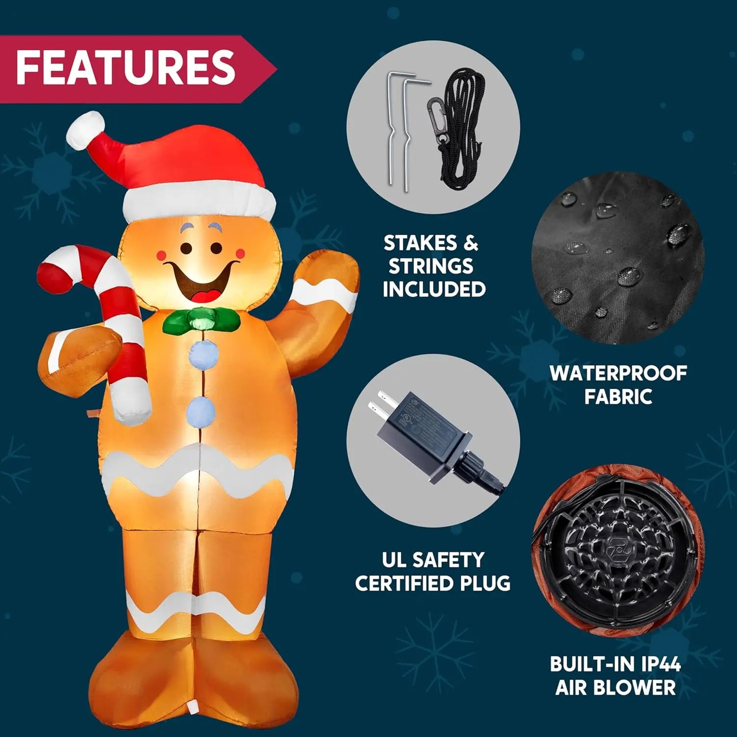 Syncfun 5 FT Christmas Gingerbread Man Inflatable Outdoor
