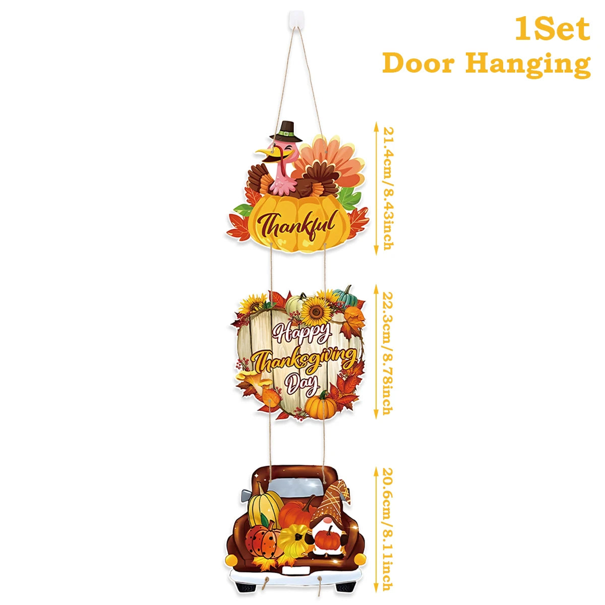 Happy Thanksgiving Day Door Banner Autumn Vine Wreath
