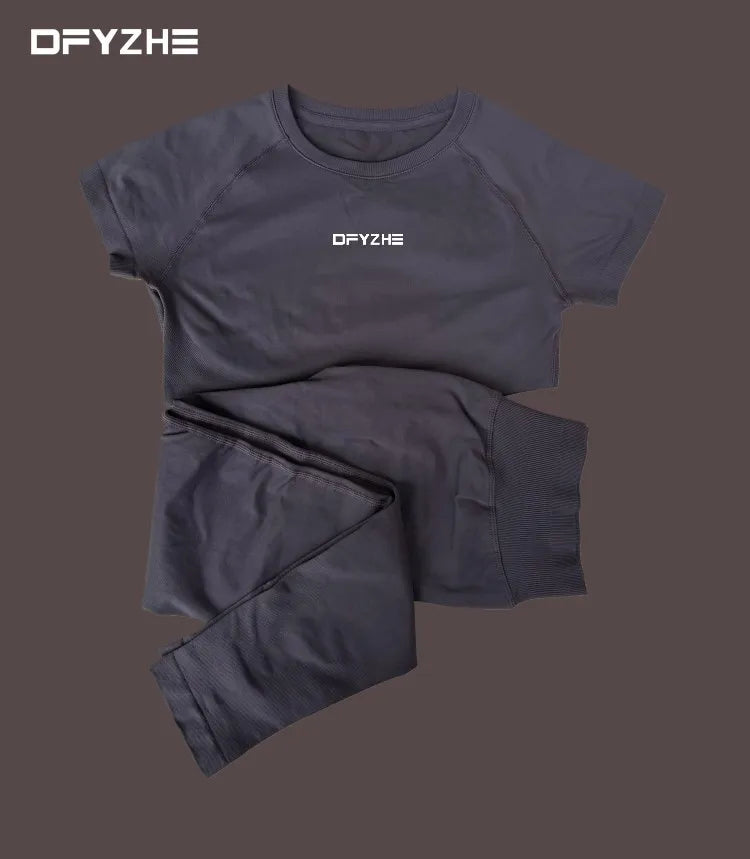 DFYZHE round neck breathable short sleeved+long pants