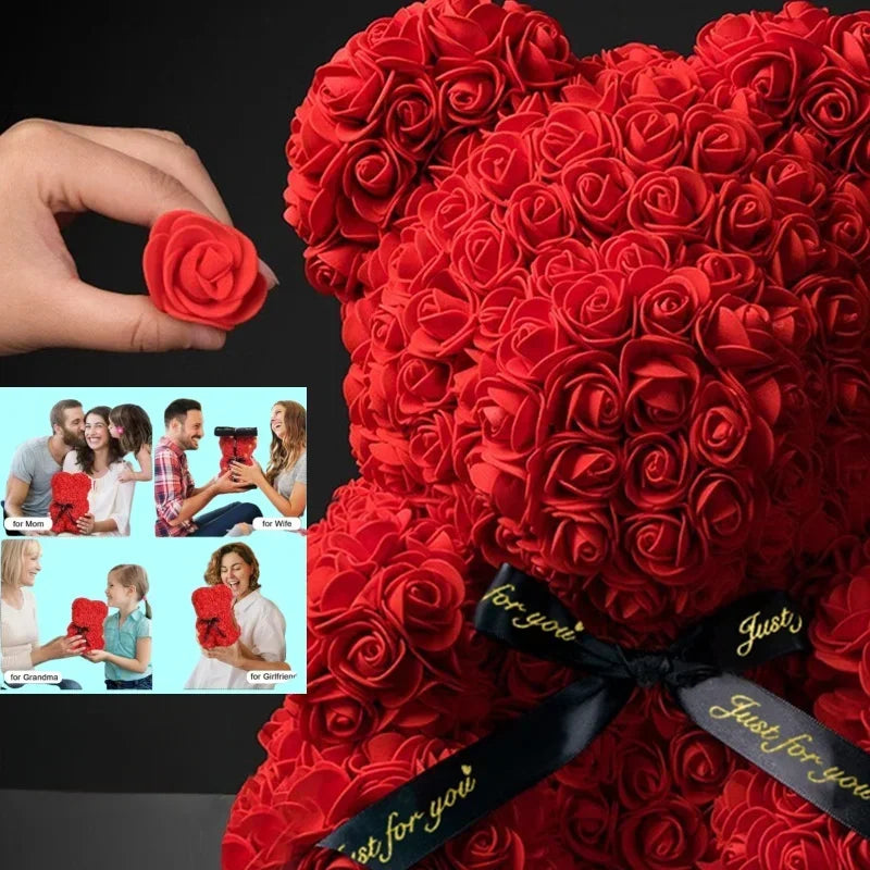 2025 New Artificial Flower Eternal Rose Teddy BeaR