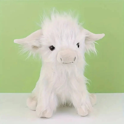 30cm Simulation Kyloe Cream Highland Cow Animal Plush Doll