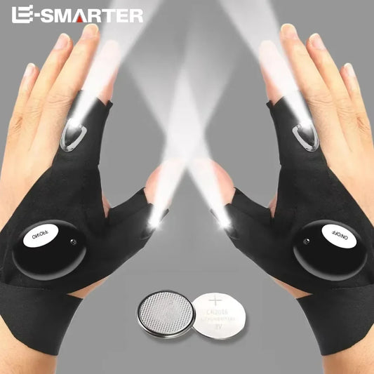 LED Half Finger Glove for Men Women Outdoor Waterproof