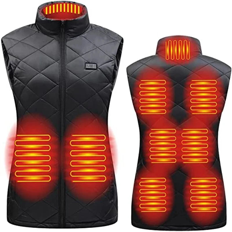 Women 9-zone dual switch Heating Vest Autumn and Winter Cotton