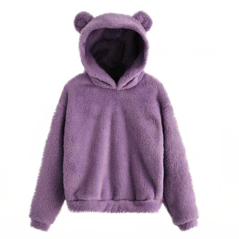 Winter Korean Fashion Bear Ears Cute Loose Hoodi\y