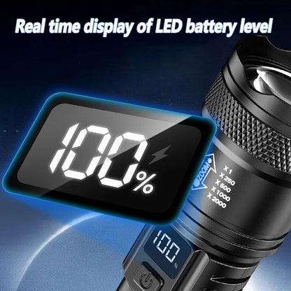 High-power Led Flashlight USB Rechargeable Torch with Display